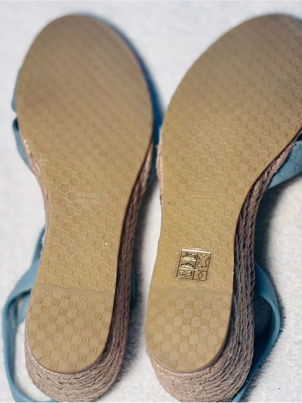 Gucci Blue GG Espadrille Wedge Sandals – Authentic